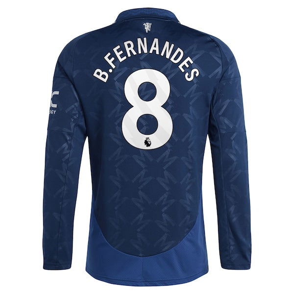 Bruno Fernandes Manchester United adidas 2024/25 Away Replica Long Sleeve Player Jersey - Navy
