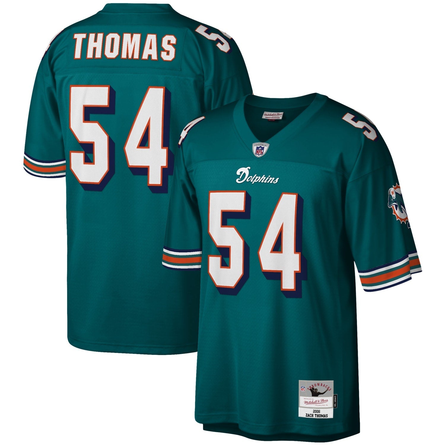 Zach Thomas Miami Dolphins Legacy Replica Jersey - White/Aqua/Orange
