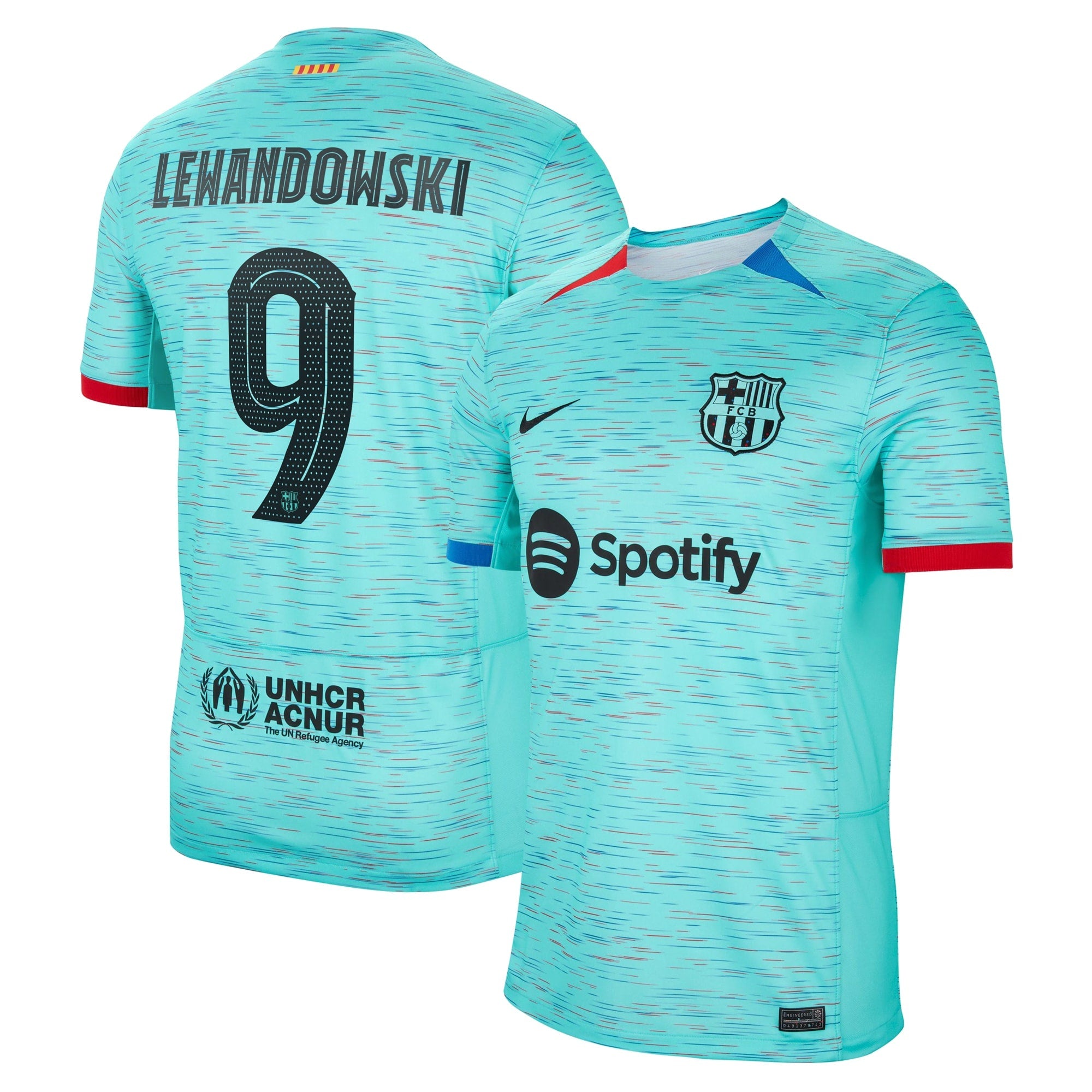 Robert Lewandowski Barcelona Nike 2023/24 Away Replica Jersey - White/Aqua/Royal