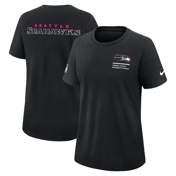Seattle Seahawks Nike Women's 2025 NFL Crucial Catch Tri-Blend Dri-FIT T-Shirt - Black