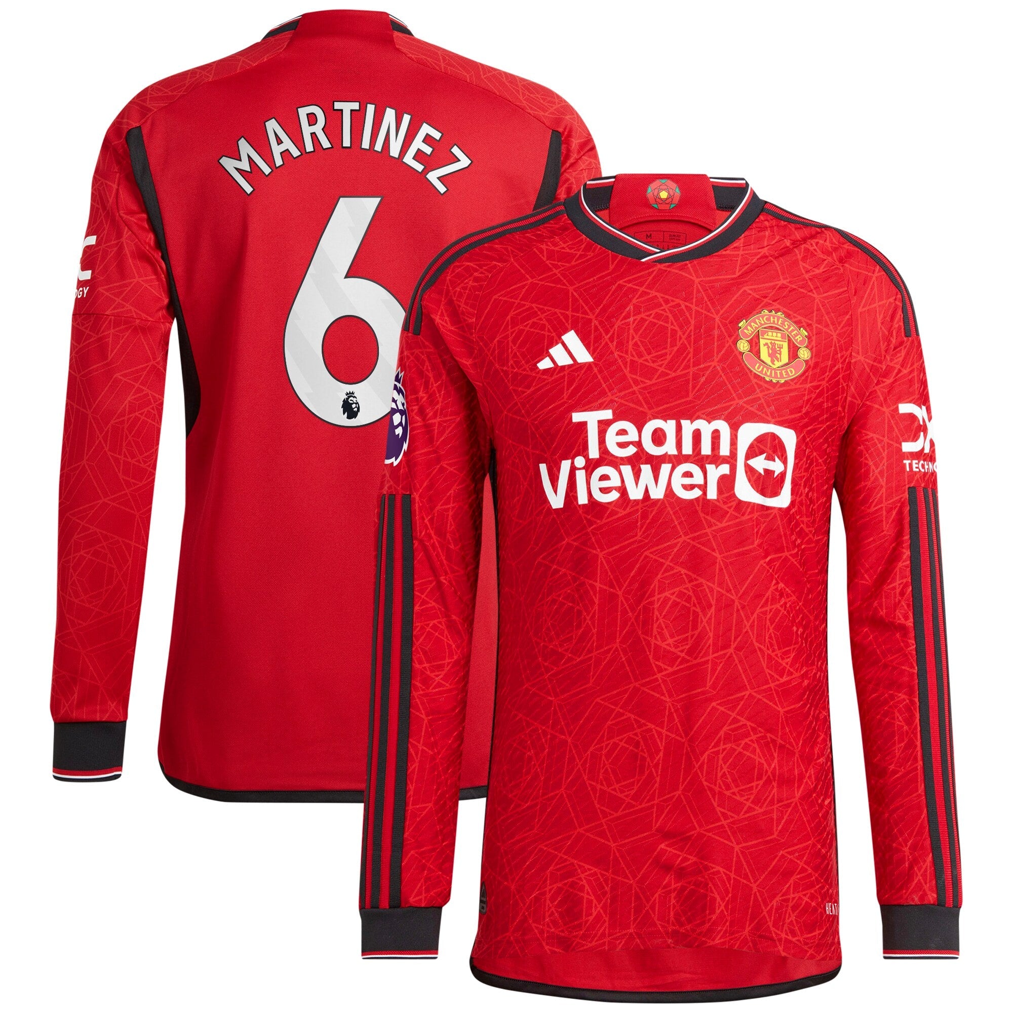 Lisandro Martínez Manchester United adidas 2023/24 Away Long Sleeve Replica Player Jersey - Green/Red