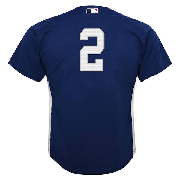 Derek Jeter New York Yankees Youth Team Cooperstown Collection Mesh Batting Practice Jersey - Navy