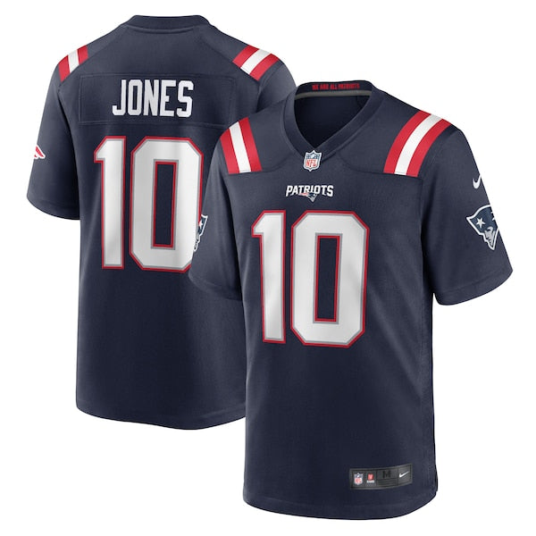 Mac Jones New England Patriots Nike Team Game Jersey - Navy/White