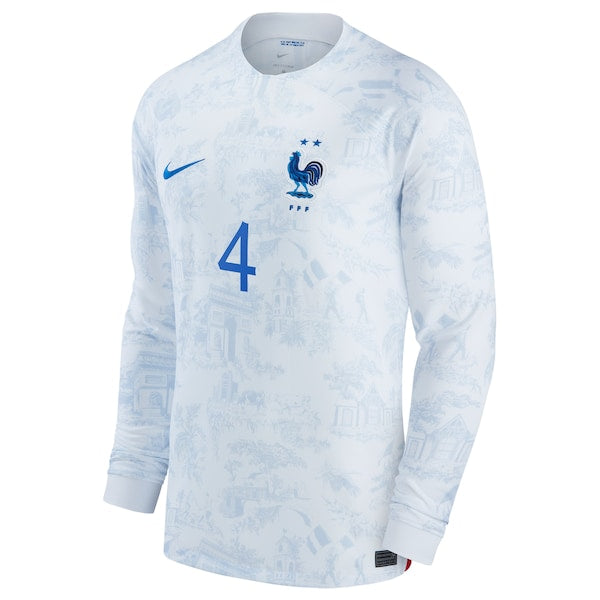 Raphael Varane France National Team Nike 2022/23 Away Breathe Stadium Replica Long Sleeve Jersey - White