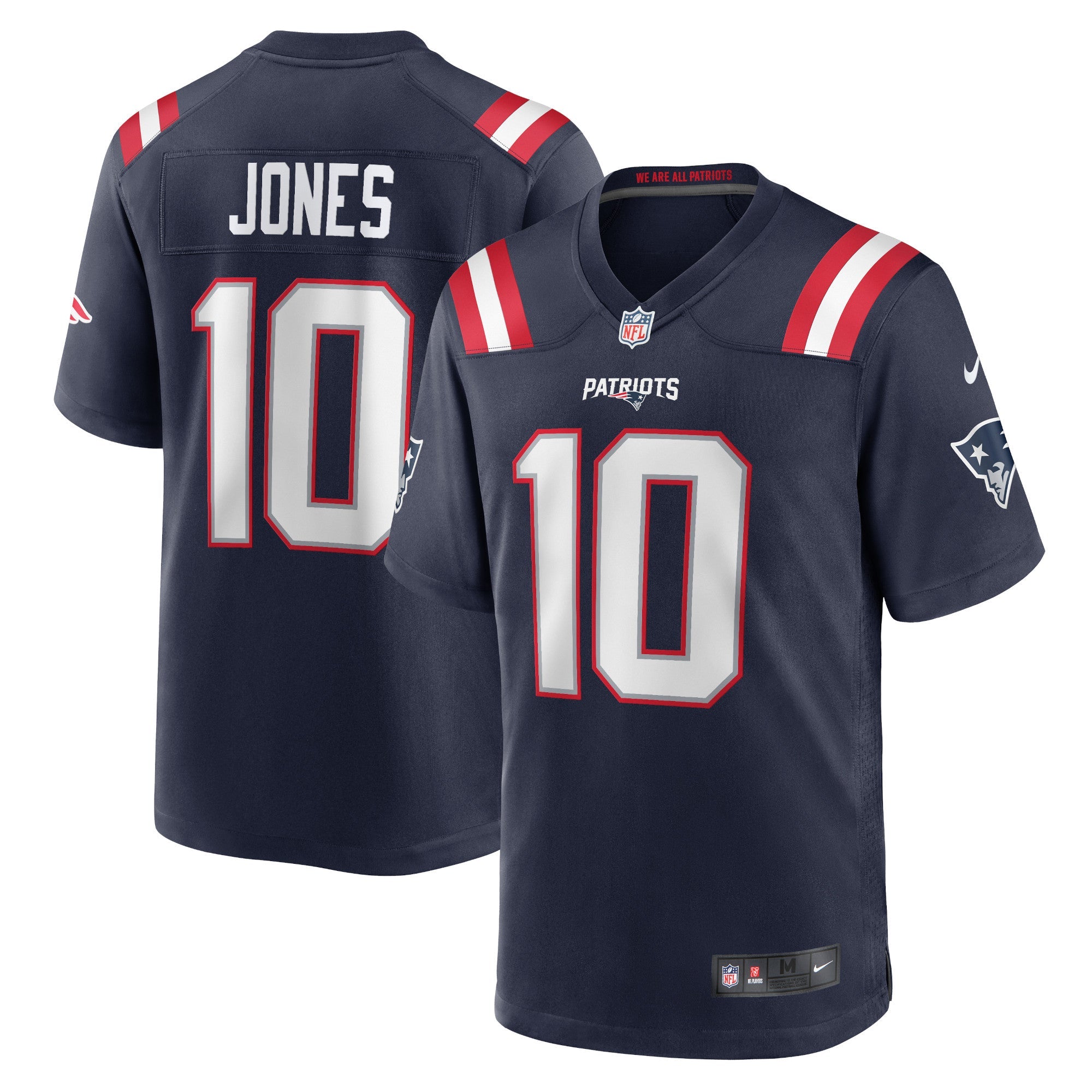 Mac Jones New England Patriots Nike Team Game Jersey - White/Navy