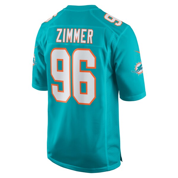 Justin Zimmer Miami Dolphins Nike Home Game Player Jersey - Aqua