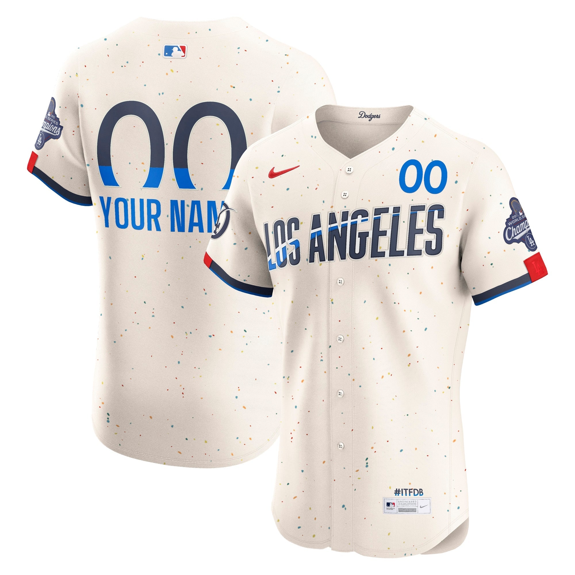 Los Angeles Dodgers Nike 2025 World Series Champions Alternate  Elite Custom Jersey - Royal/Cream