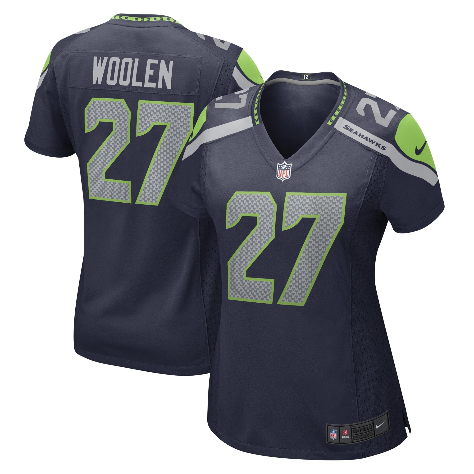 Tariq Woolen Seattle Seahawks Nike Women's Throwback Player Game Jersey - Royal/Navy/Neon Green