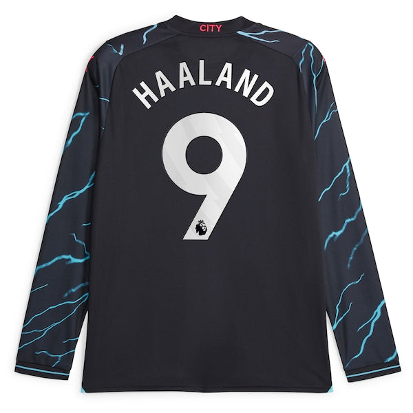 Erling Haaland Manchester City Puma 2023/24 Third Long Sleeve Replica Player Jersey - Navy