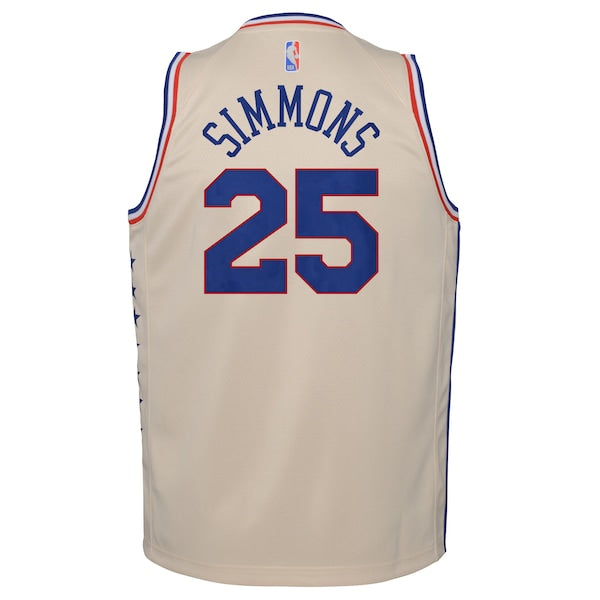 Ben Simmons Philadelphia 76ers Nike Youth 2020/21 Swingman Player Jersey Cream - Earned Edition