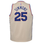 Ben Simmons Philadelphia 76ers Nike Youth 2020/21 Swingman Player Jersey Cream - Earned Edition