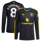 Bruno Fernandes Manchester United adidas 2025/26 Third Replica Long Sleeve Player Jersey - Black/Red/White
