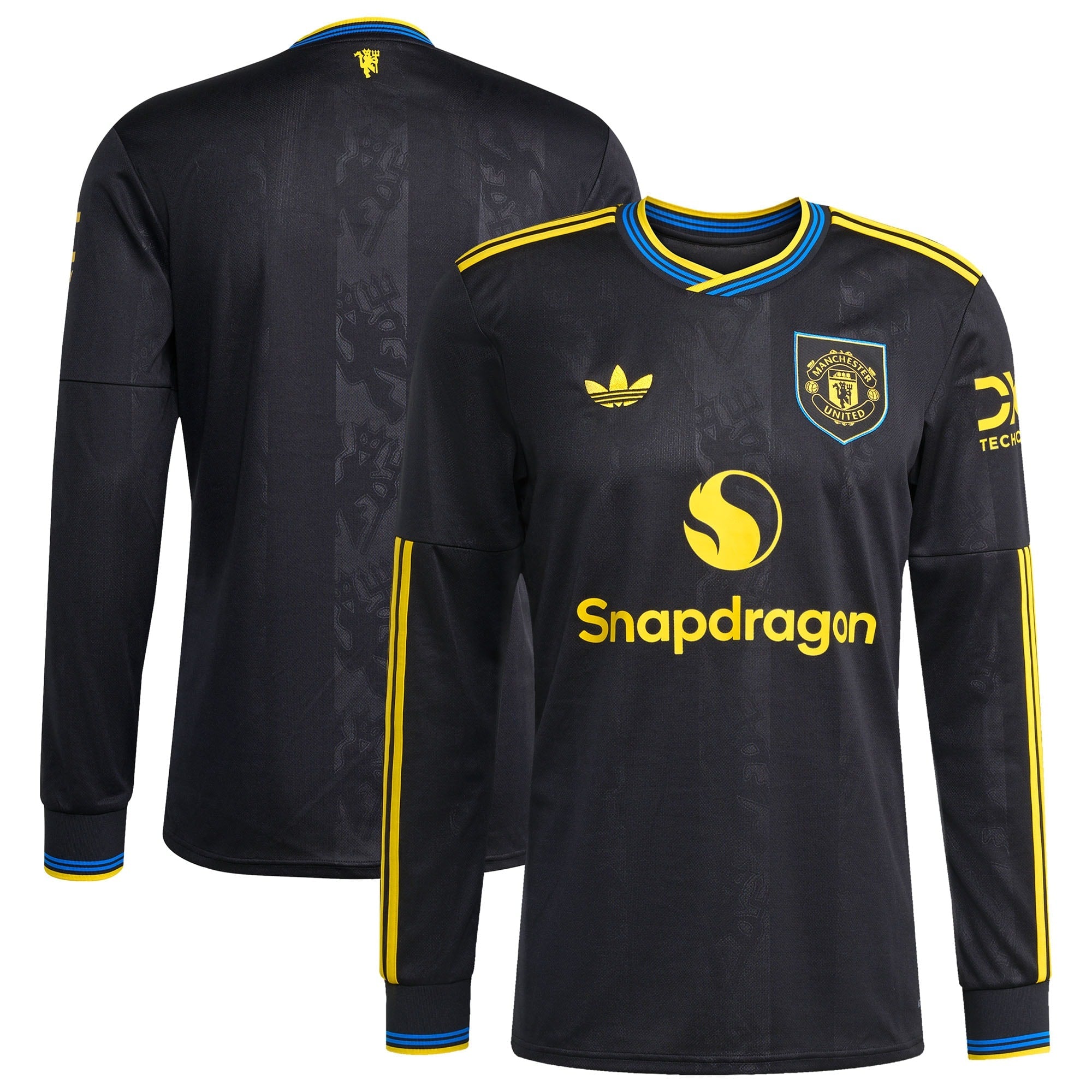 Manchester United adidas 2025/26 Away Replica Long Sleeve Jersey - White/Black/Red