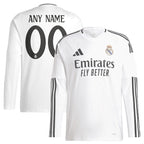Los Merengues adidas 2024/25 Home Replica Custom Long Sleeve Jersey - White