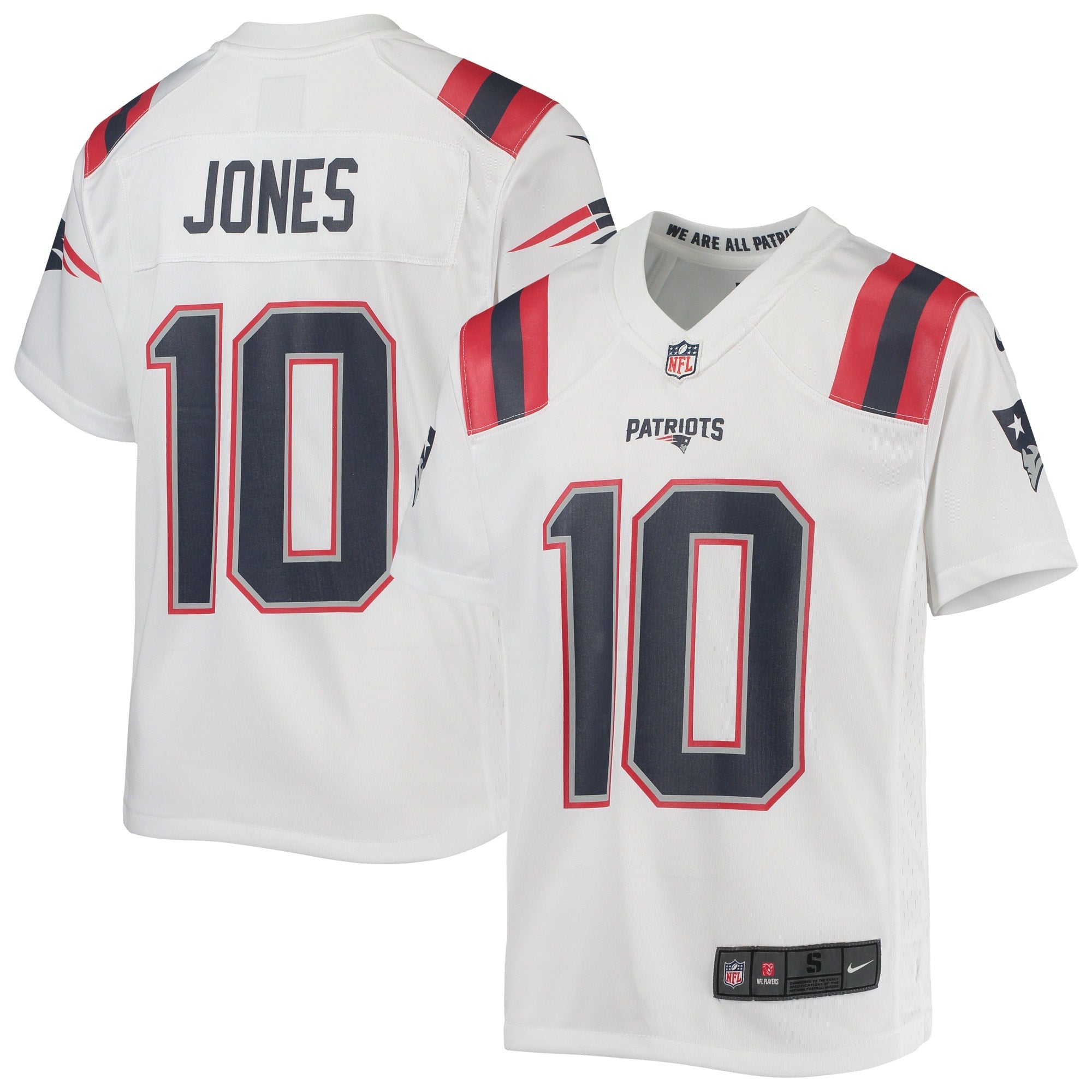 Mac Jones New England Patriots Nike Youth Game Jersey - Navy/Red/White