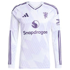 Manchester United adidas 2025/26 Away Replica Long Sleeve Jersey - White/Black/Red