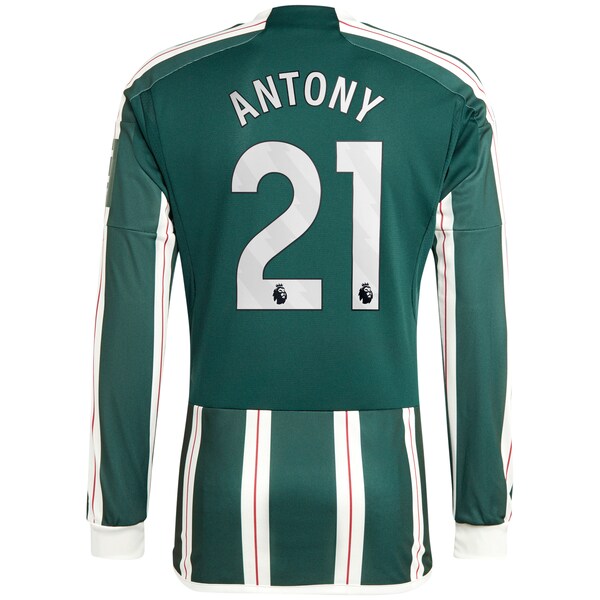Antony Manchester United adidas 2023/24 Away Long Sleeve Replica Player Jersey - Green/Red