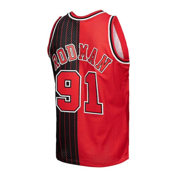 Dennis Rodman Chicago Bulls Big & Tall Hardwood Classics 1995/96 Split Swingman Jersey - Red/Black