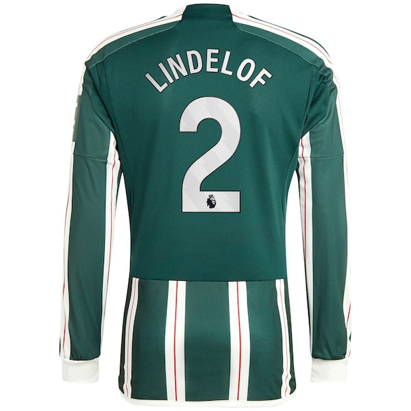 Victor Lindelof Manchester United adidas 2023/24 Away Long Sleeve Replica Player Jersey - Green