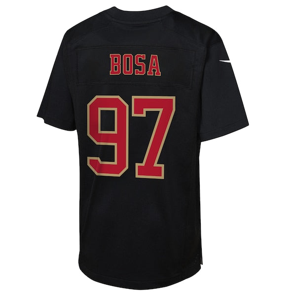 Nick Bosa San Francisco 49ers Nike Youth Super Bowl LVIII Patch Carbon Fashion Game Jersey - Black
