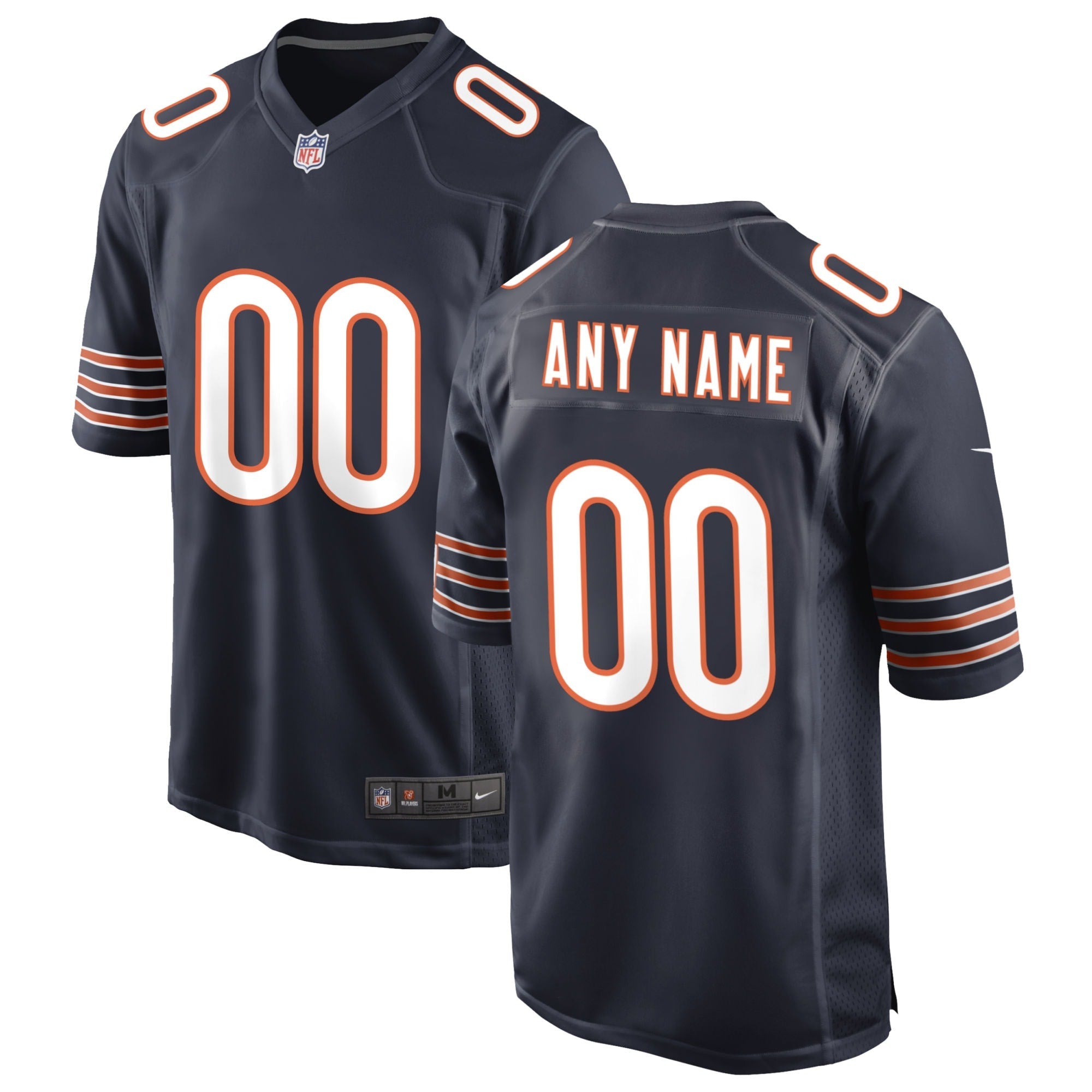 Men's Chicago Bears Nike Alternate Custom Game Jersey - Orange/White/Navy