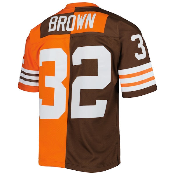 Jim Brown Cleveland Browns 1963 Split Legacy Replica Jersey - Orange/Brown