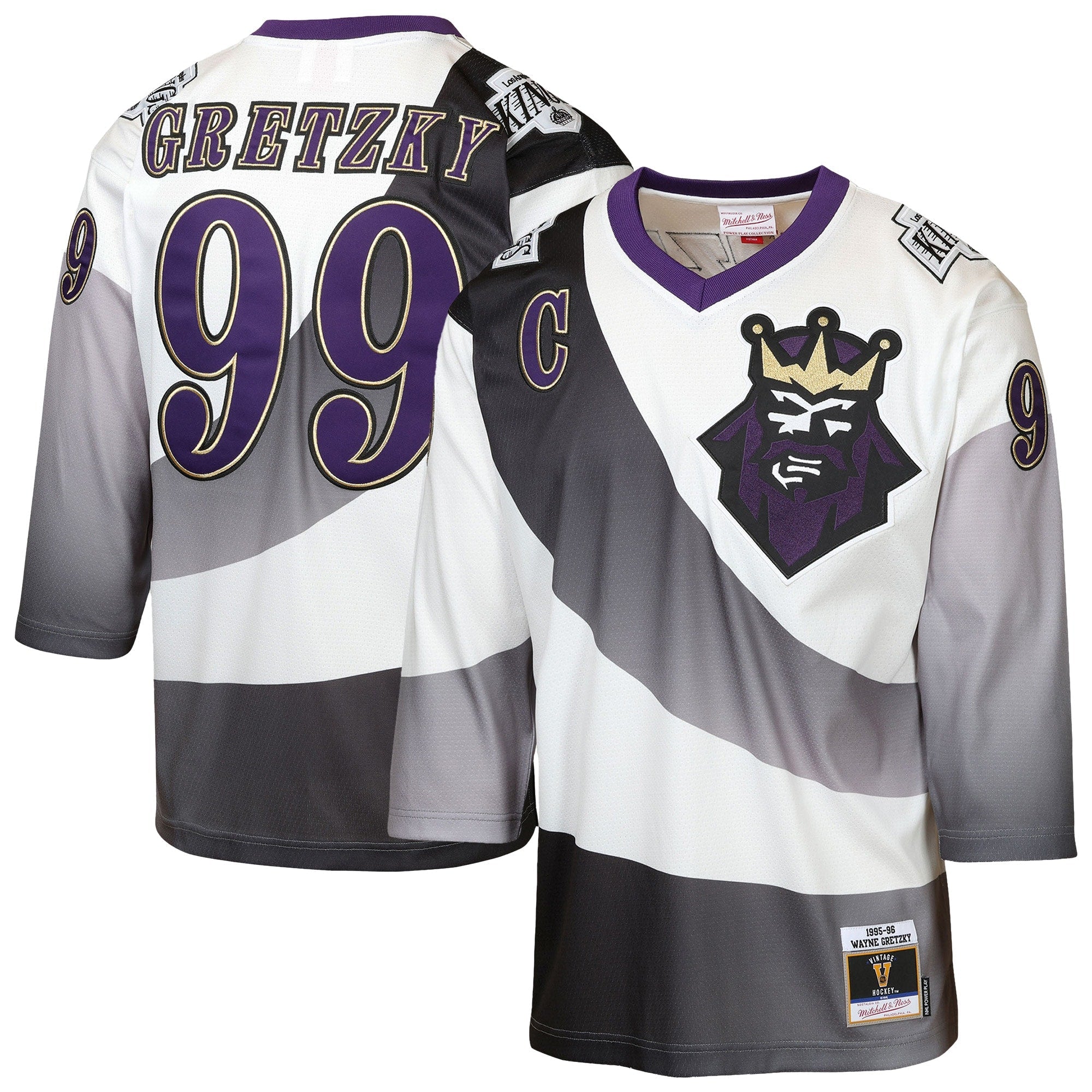 Wayne Gretzky Los Angeles Kings  Youth 1992/93 Captain Patch Power Play Player Jersey - Black/White