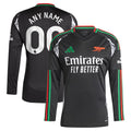 Arsenal adidas 2024/25 Away Replica Long Sleeve Custom Jersey - Black
