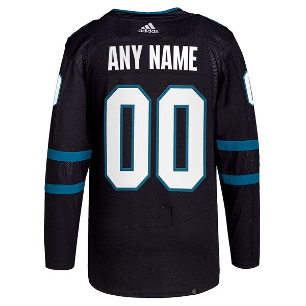 San Jose Sharks adidas  Alternate  Primegreen Authentic Custom Jersey - Black
