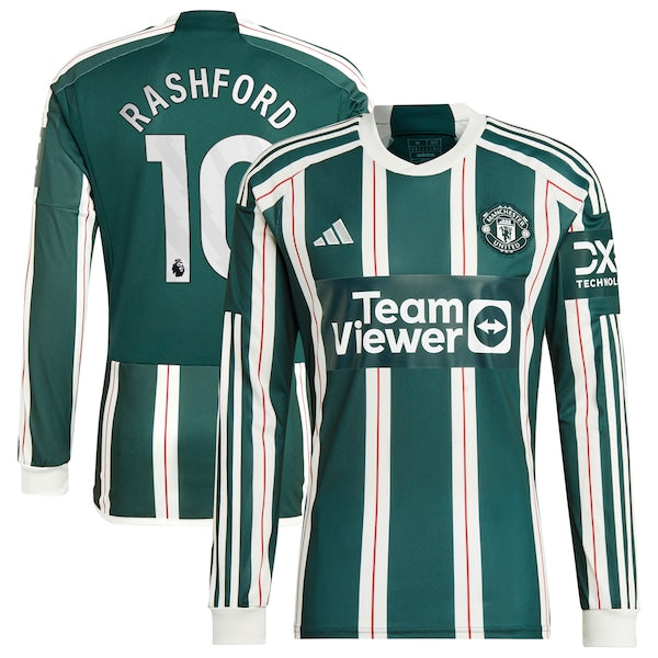 Marcus Rashford Manchester United adidas 2023/24 Away Long Sleeve Replica Player Jersey - Green/Red
