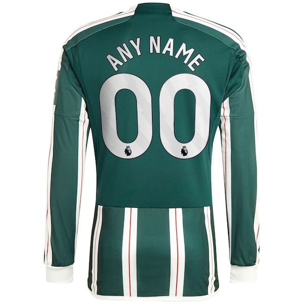 Manchester United adidas 2023/24 Away Long Sleeve Replica Custom Jersey - Green