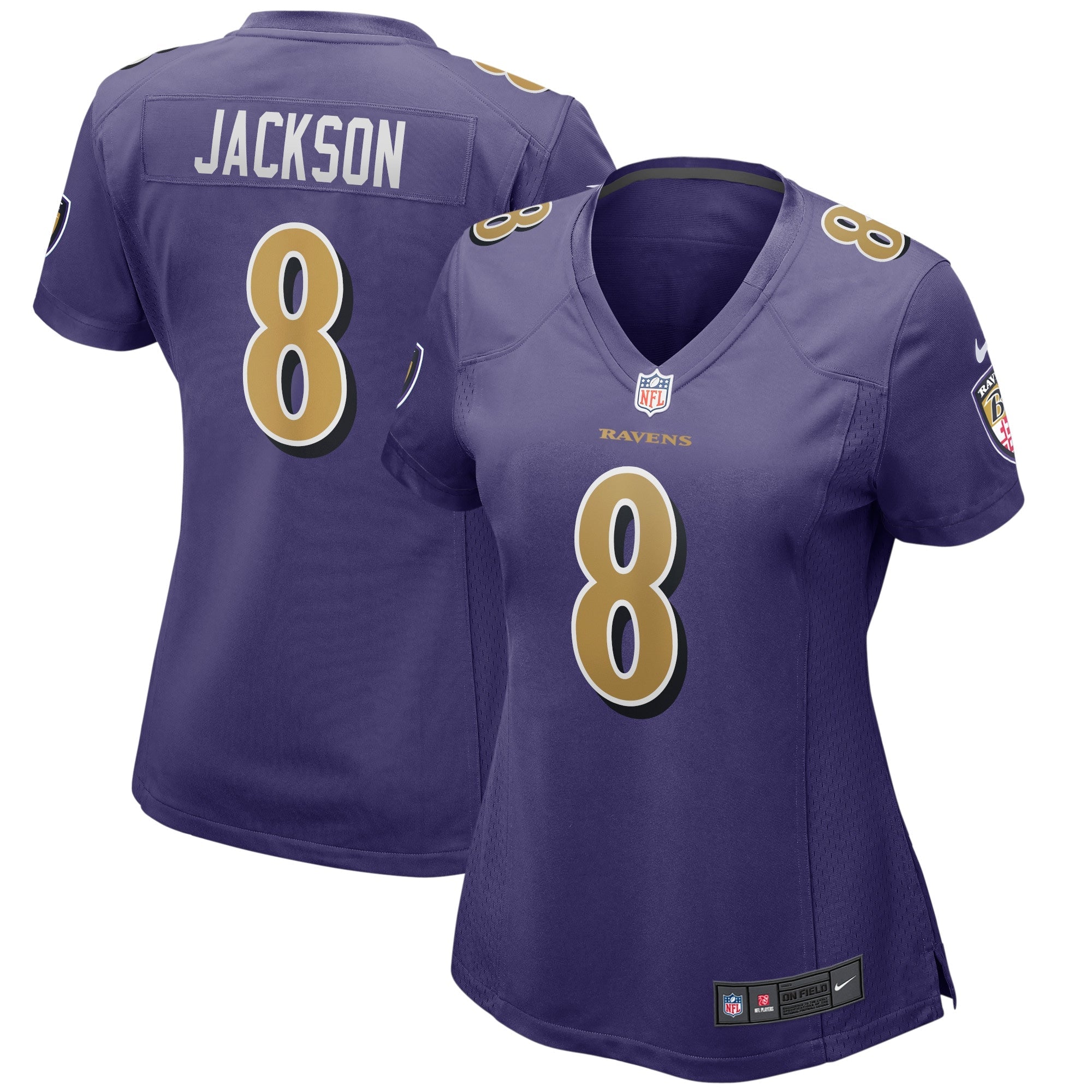 Lamar Jackson Baltimore Ravens Nike Women's Game Jersey - White/Black/Purple