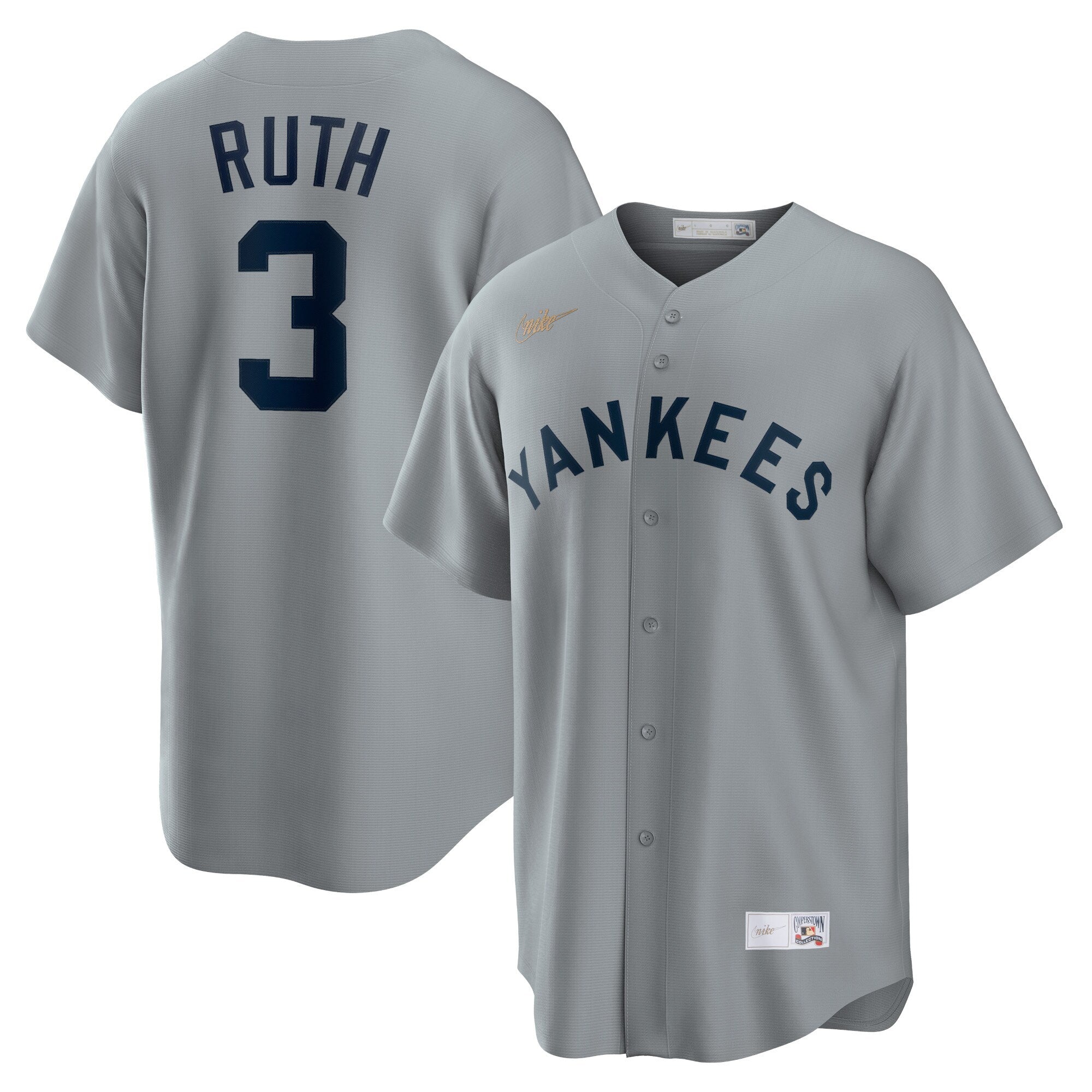 Babe Ruth New York Yankees Nike Home Cooperstown Collection Player Jersey - White/Gray