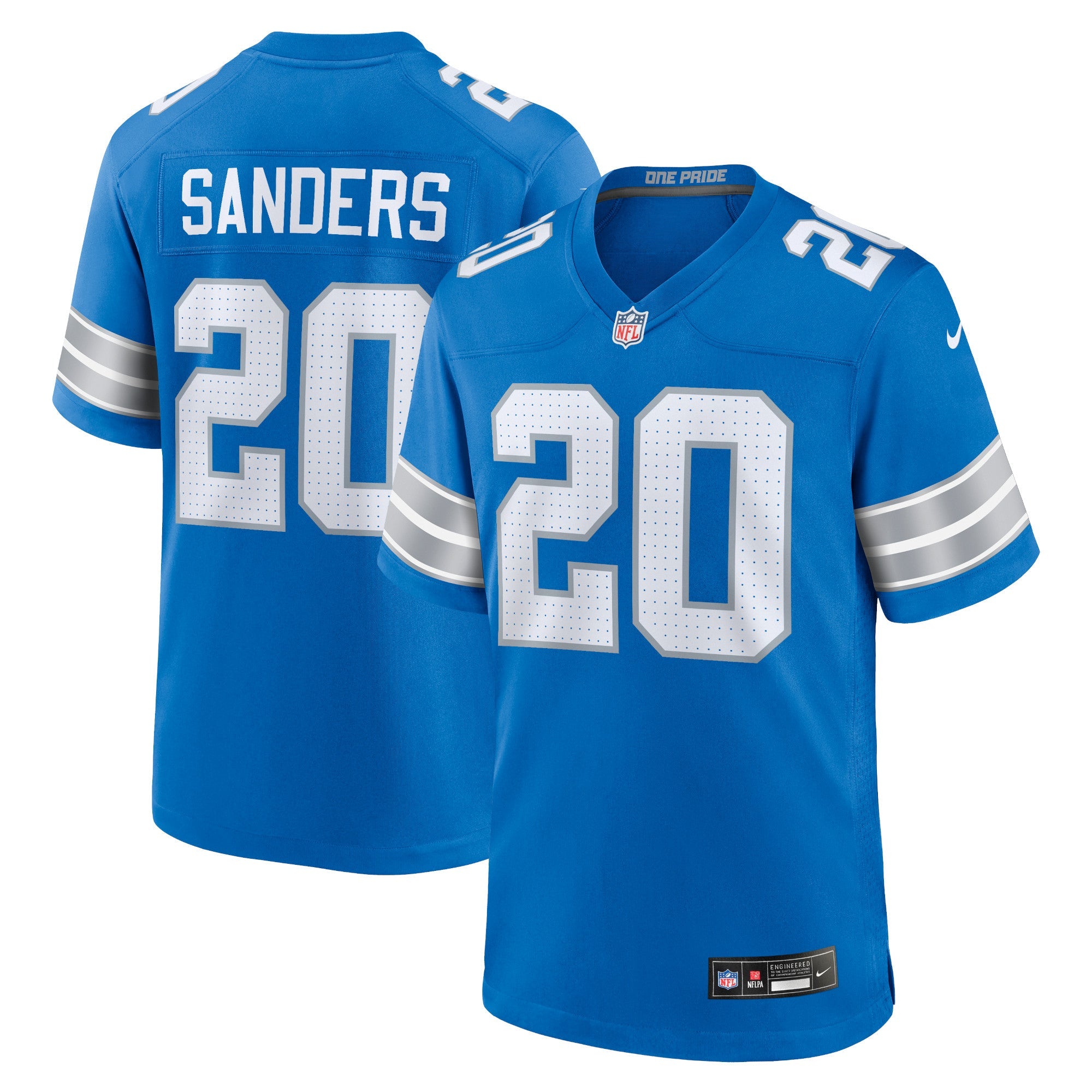 Barry Sanders Detroit Lions Nike Retired Player Game Jersey - White/Black/Blue