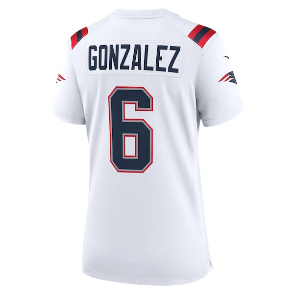 Christian Gonzalez New England Patriots Nike Women's  Game Jersey -  White/Navy/Red