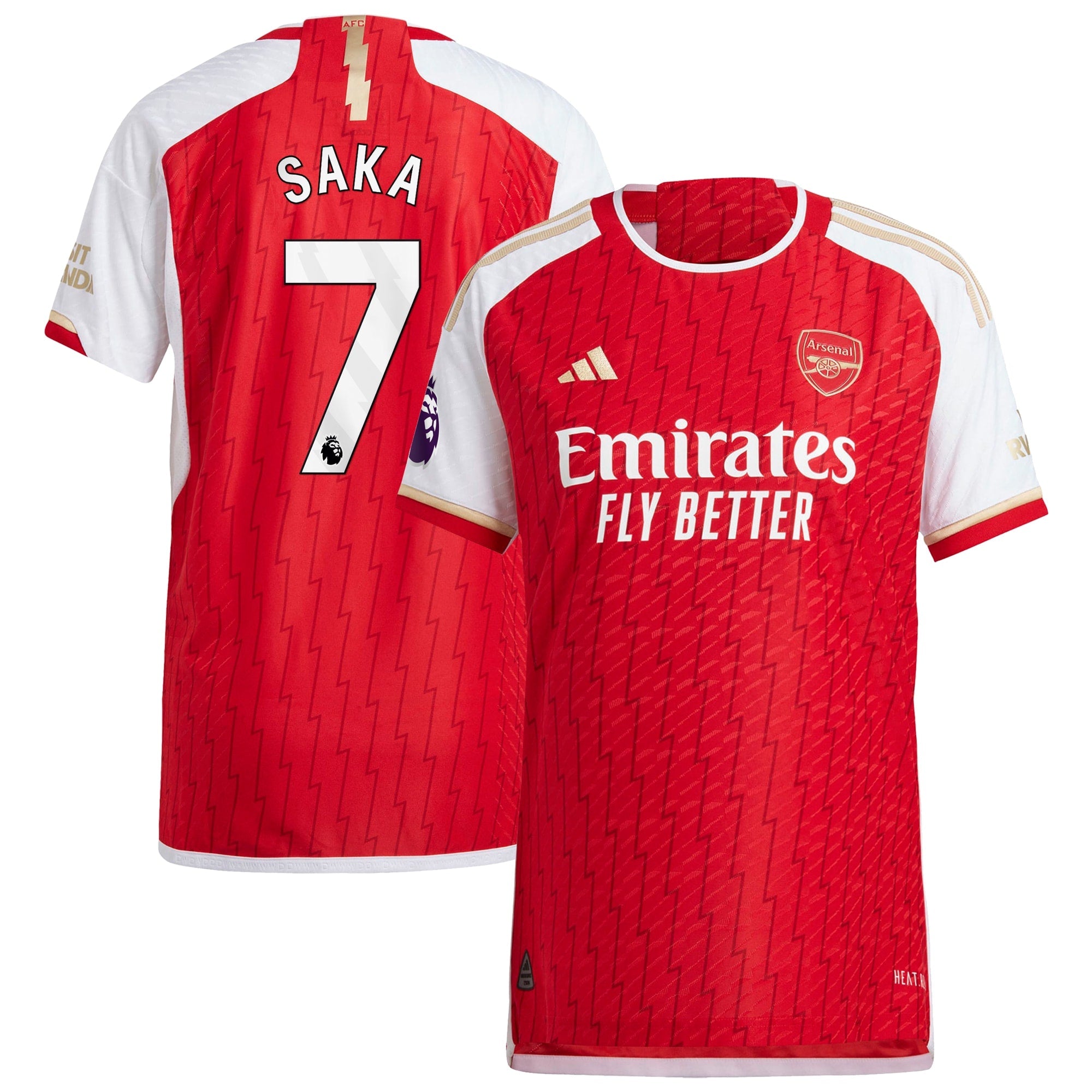 Bukayo Saka Arsenal adidas 2023/24 Away Authentic Player Jersey - Yellow/Red