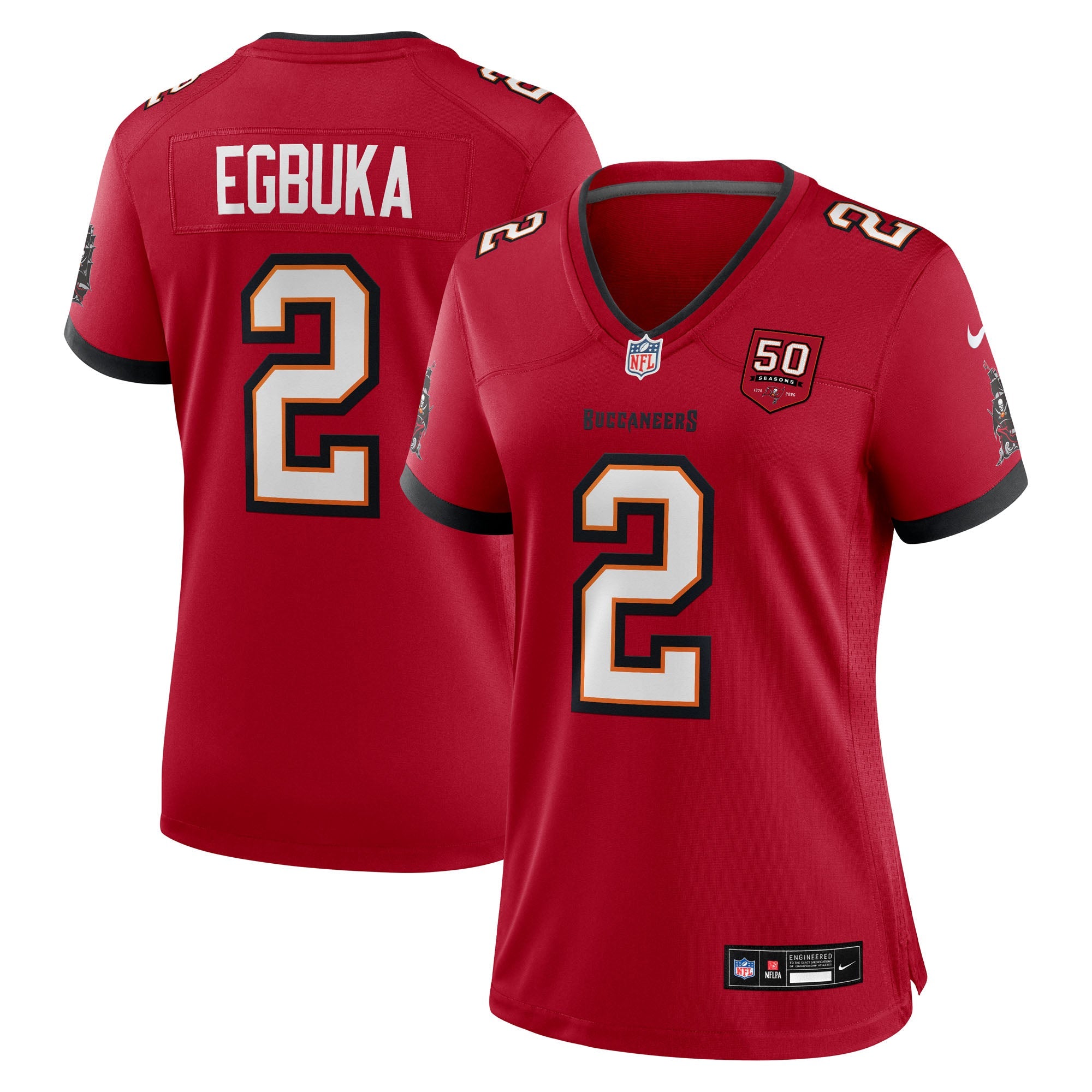 Emeka Egbuka  Tampa Bay Buccaneers Nike Women's 50th Season Game Jersey - White/Red