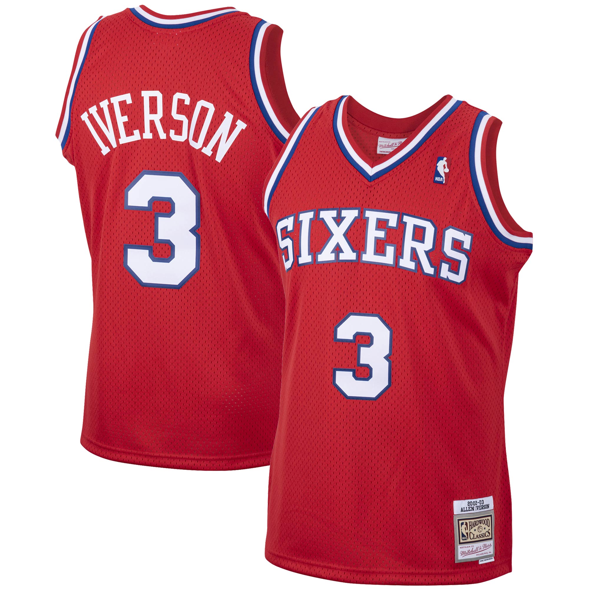 Allen Iverson Philadelphia 76ers 2001/02 Hardwood Classics Swingman Jersey - White/Red